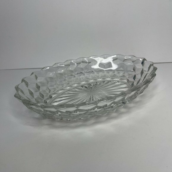 Dining Vintage Fostoria American Clear Glass Oval Serving Bowl Dish